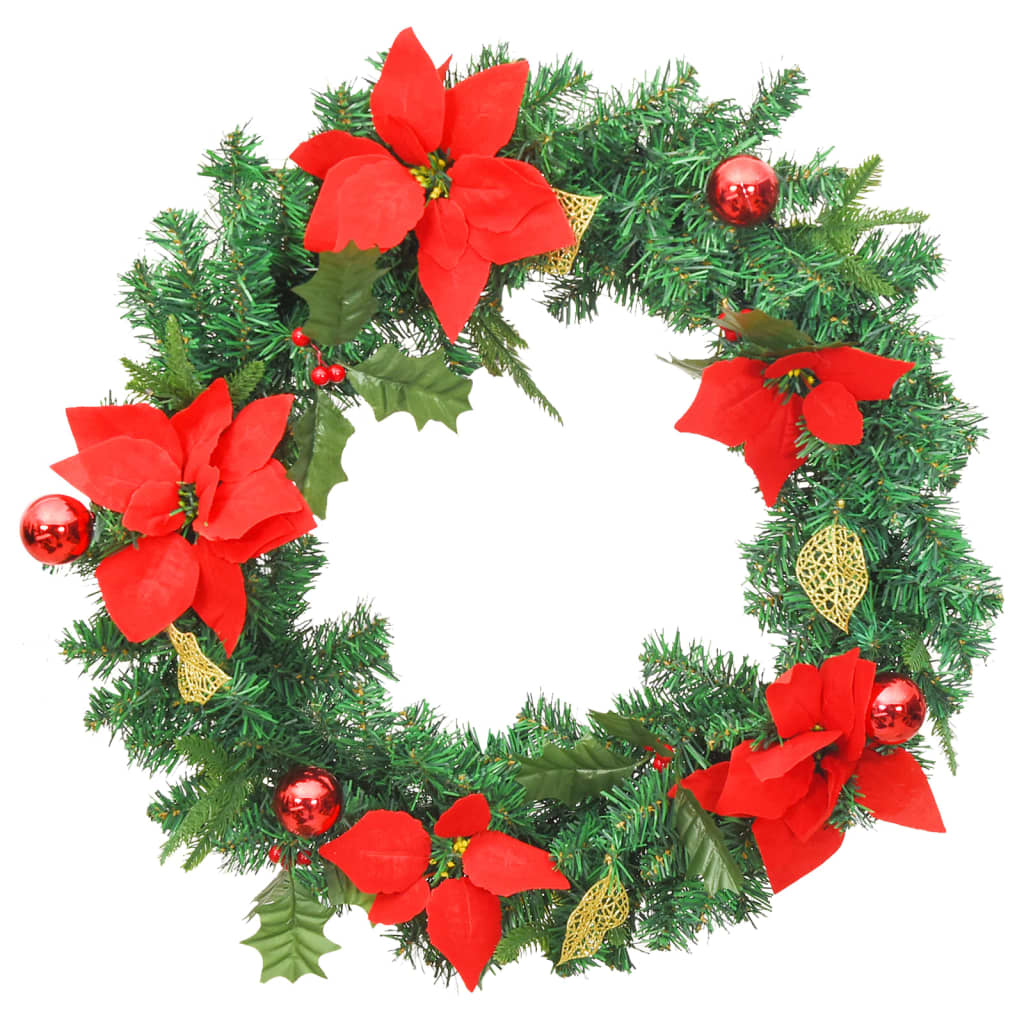 vidaXL Christmas Wreath with LED Lights Green 60 cm PVC