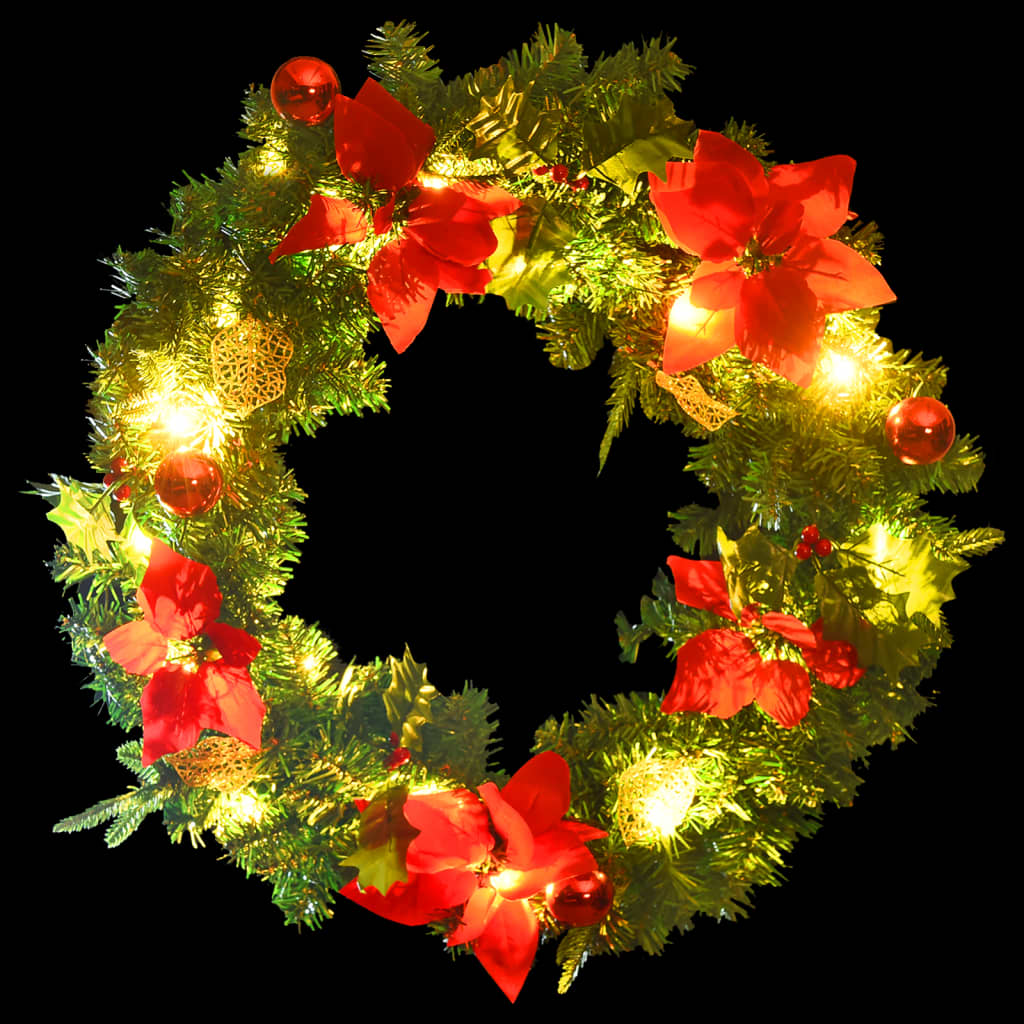 vidaXL Christmas Wreath with LED Lights Green 60 cm PVC