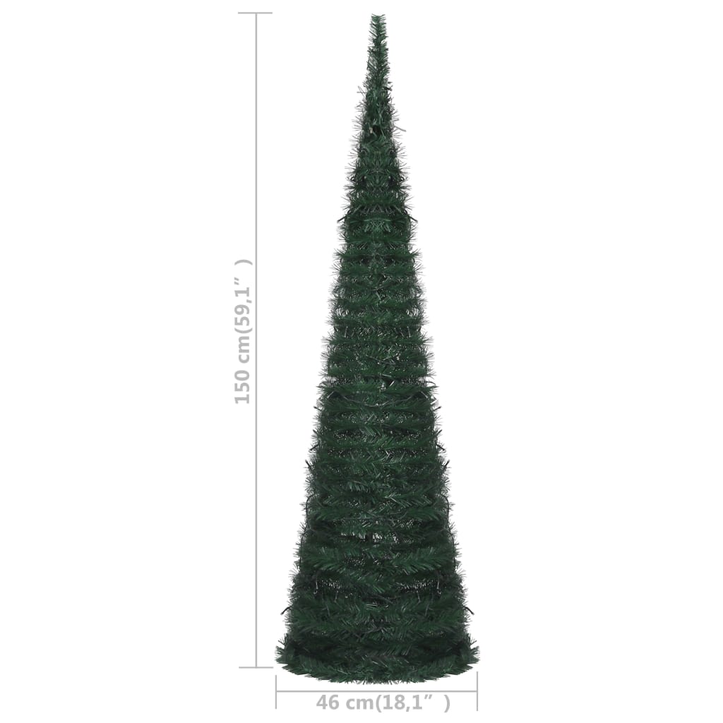 vidaXL Pop-up String Artificial Pre-lit Christmas Tree Green 150 cm