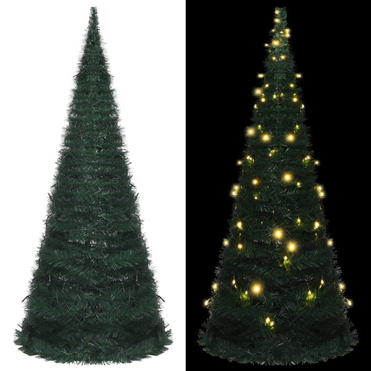 vidaXL Pop-up String Artificial Pre-lit Christmas Tree Green 210 cm