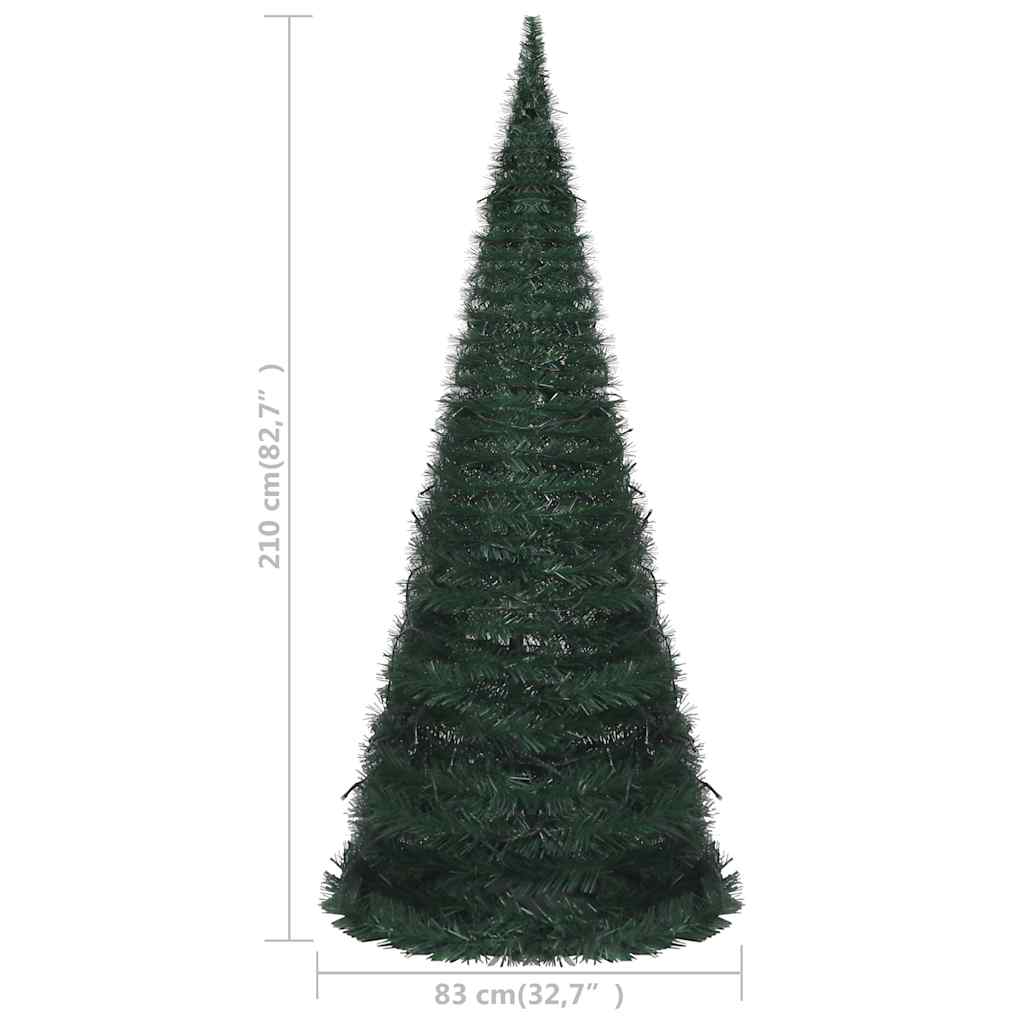 vidaXL Pop-up String Artificial Pre-lit Christmas Tree Green 210 cm