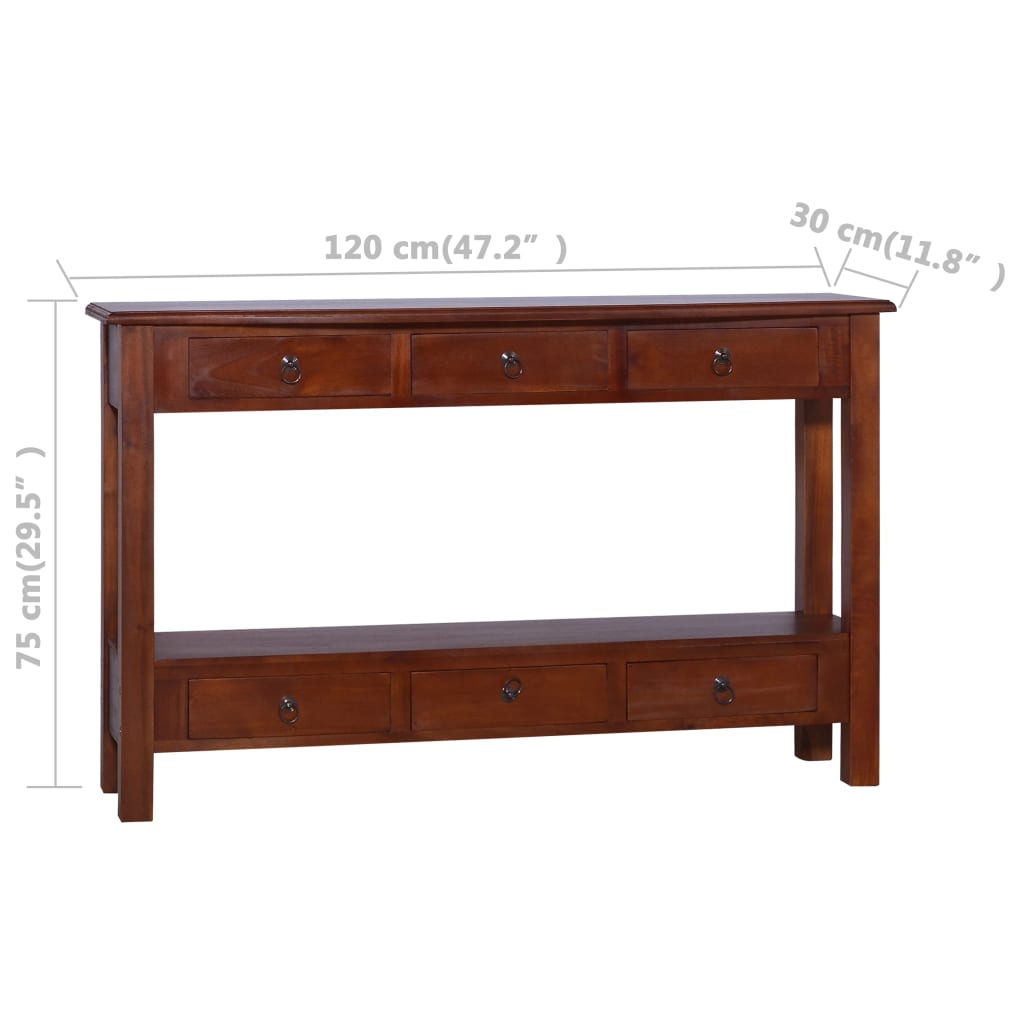 vidaXL Console Table Classical Brown 120x30x75 cm Solid Mahogany Wood