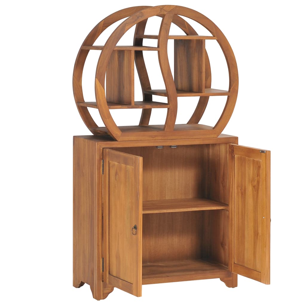 Cabinet with Yin Yang Shelf 70x30x130 cm Solid Teak Wood