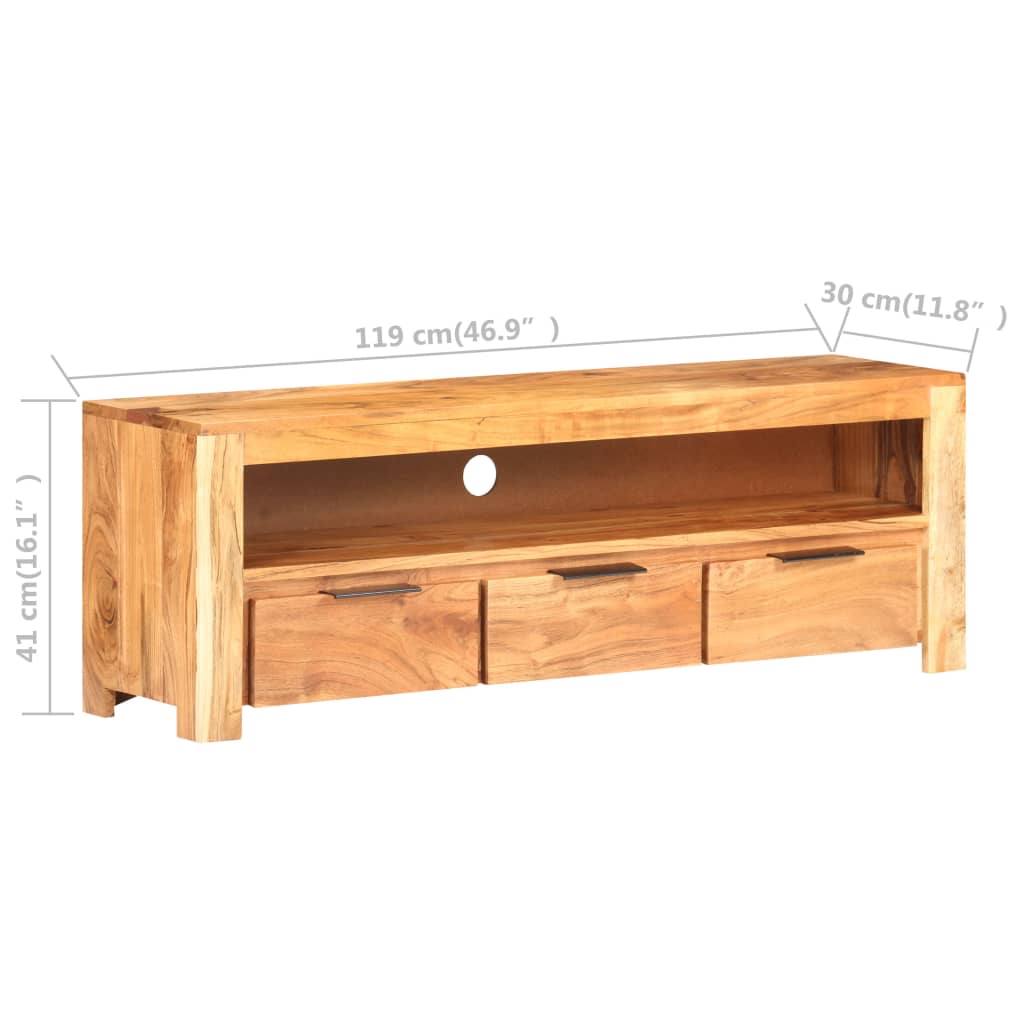 vidaXL TV Cabinet 119x30x41 cm Solid Acacia Wood