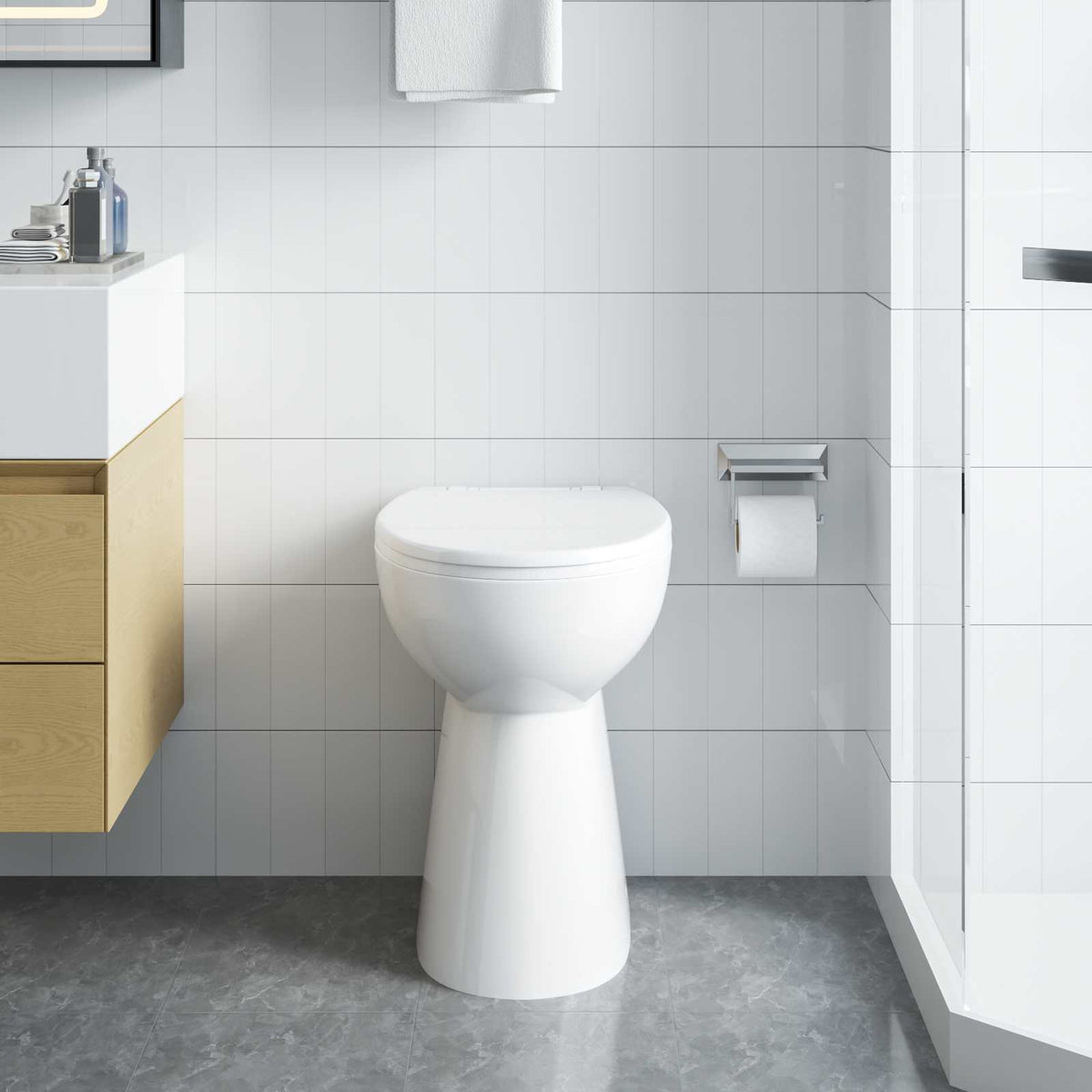 Rimless Toilet 7 cm Extra Height Soft Close Ceramic White
