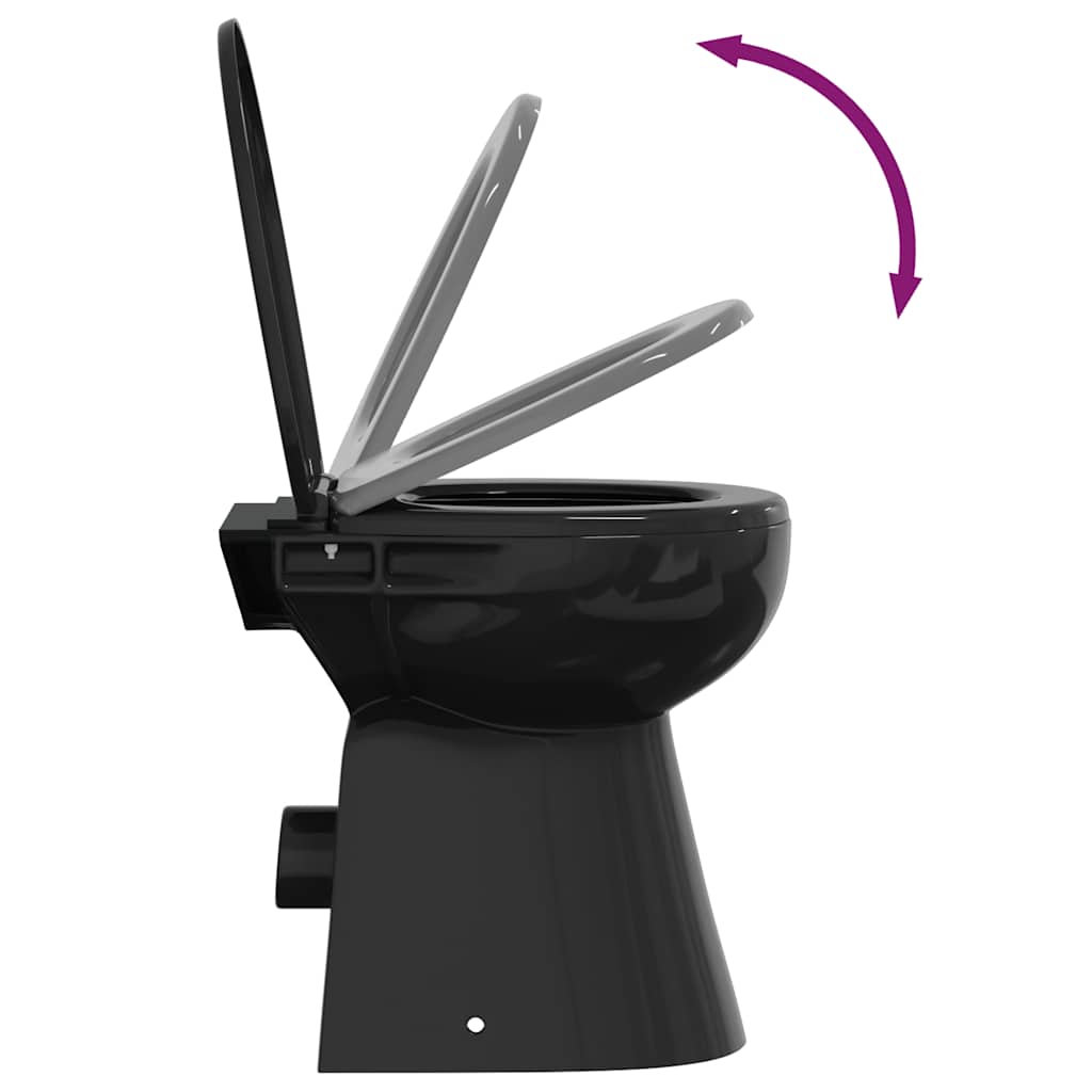 Rimless Toilet 7 cm Extra Height Soft Close Ceramic Black