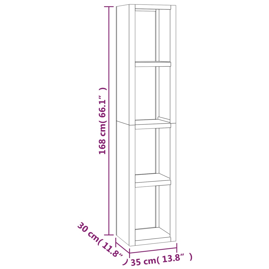 vidaXL Book Cabinet 35x30x168 cm Solid Wood Teak