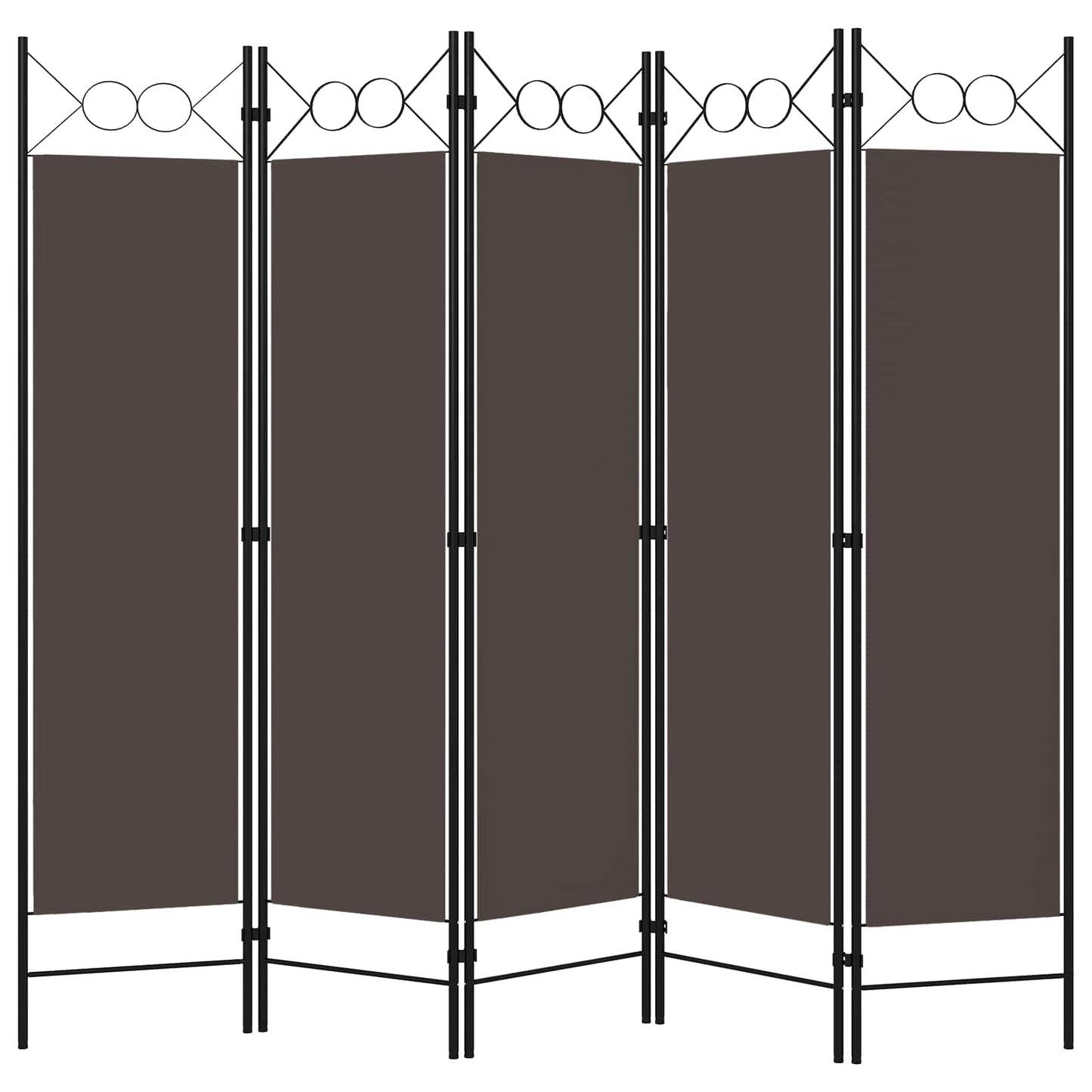 320708 vidaXL 5-Panel Room Divider Brown 200x180 cm