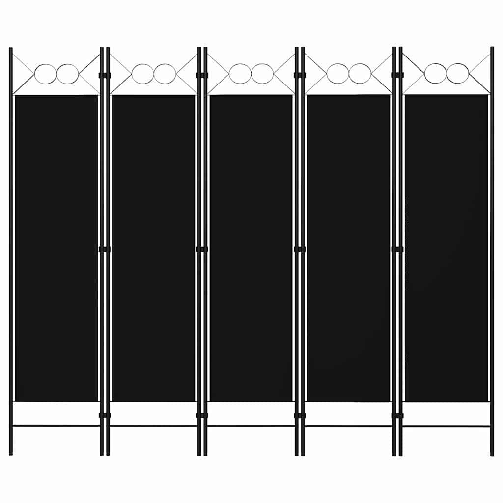 5-Panel Room Divider Black 200x180 cm