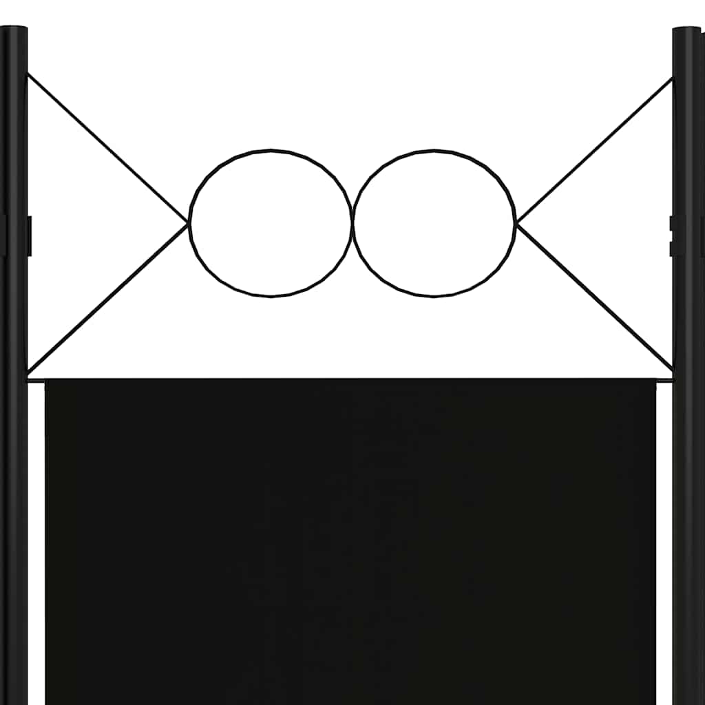 5-Panel Room Divider Black 200x180 cm