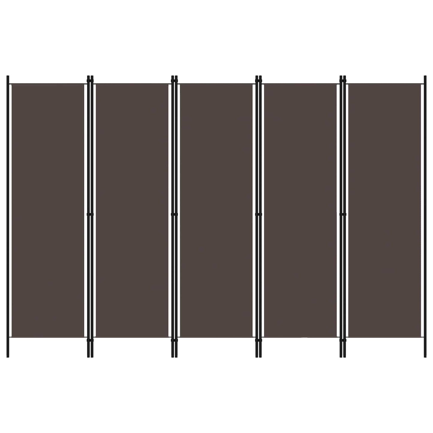 320724 vidaXL 5-Panel Room Divider Brown 250x180 cm