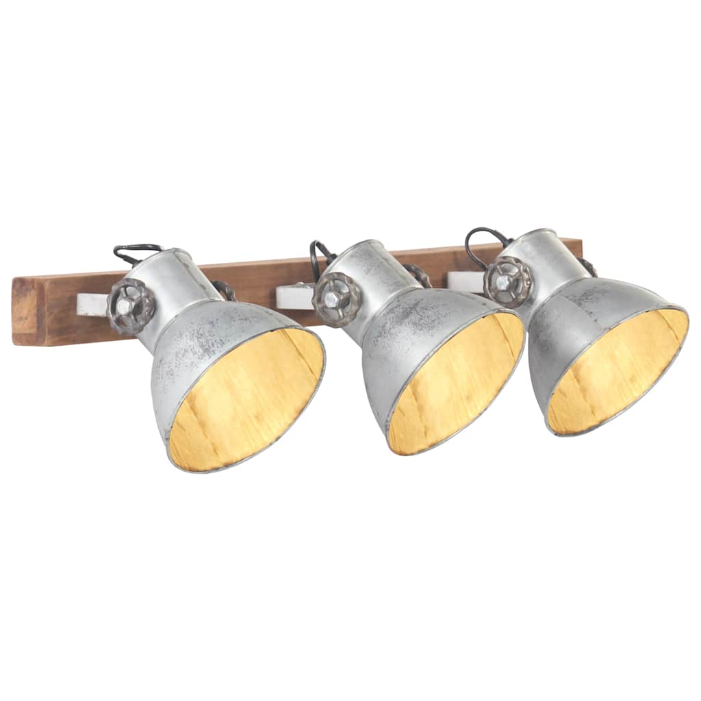 Wall Lamp | Silver and brown | Iron and solid mango wood | Medium