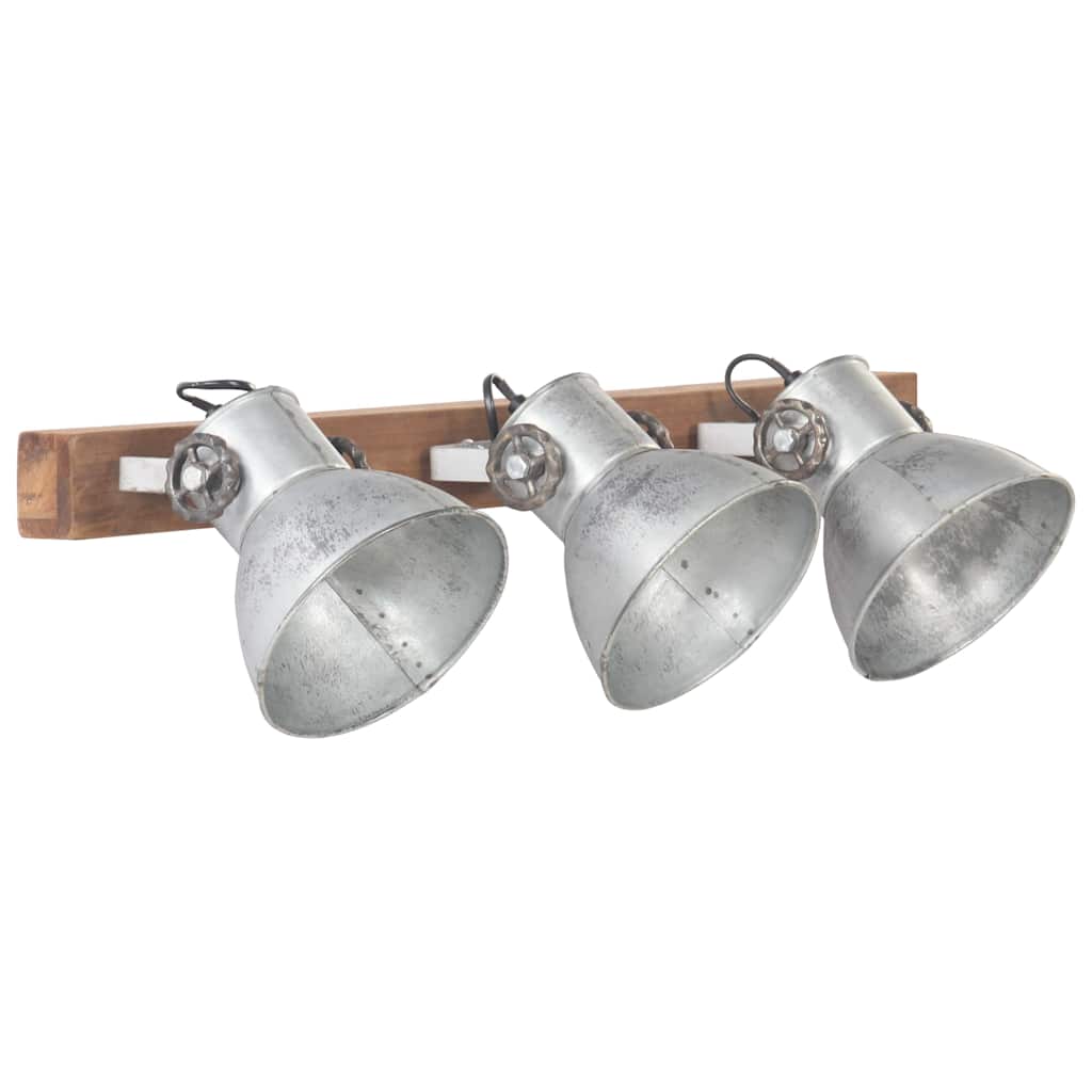 Wall Lamp | Silver and brown | Iron and solid mango wood | Medium