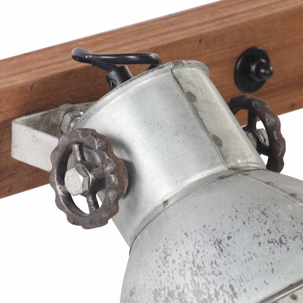 Wall Lamp | Silver and brown | Iron and solid mango wood | Medium