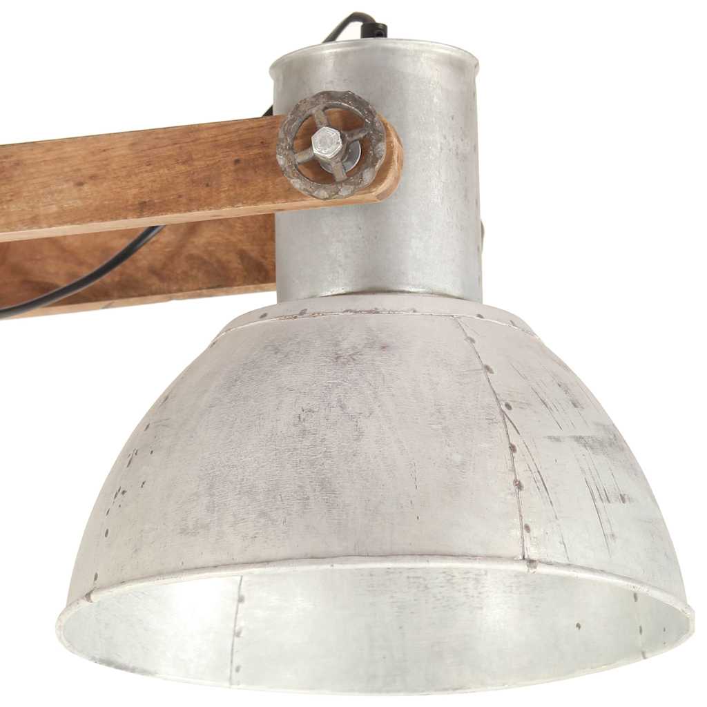 Hanging Lamp | Silver and brown | Iron and solid mango wood | Large