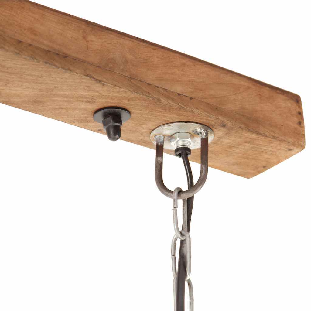 Hanging Lamp | Silver and brown | Iron and solid mango wood | Large