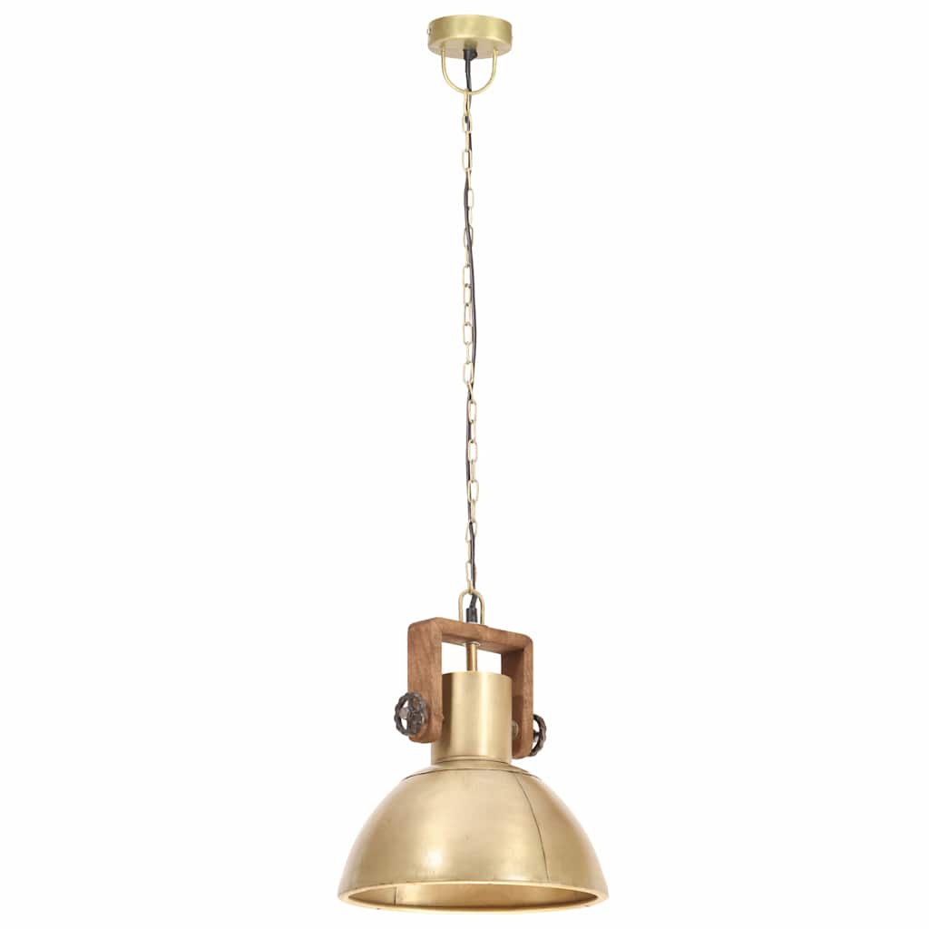 Hanging Lamp | Brass, Brown | Iron with brass plating, Solid mango wood