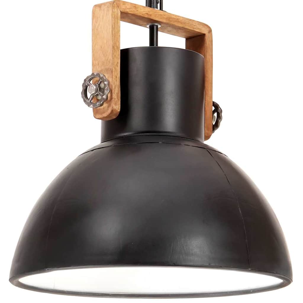 Hanging Lamp | Black and barn brown | Iron and mango wood | Medium
