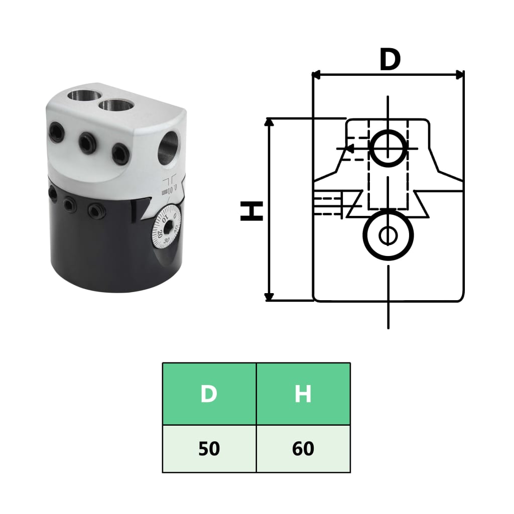 50 mm Boring Head with MT2 Boring Shank for Lathe Milling