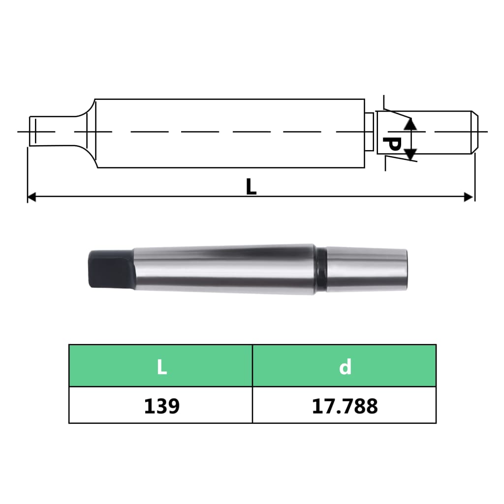 vidaXL Quick Release Drill Chuck MT2-B18 with 16 mm Clamping Range