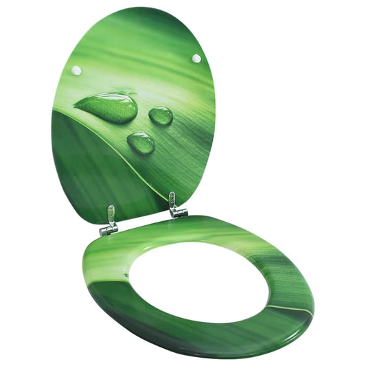 vidaXL WC Toilet Seat with Lid MDF Green Water Drop Design