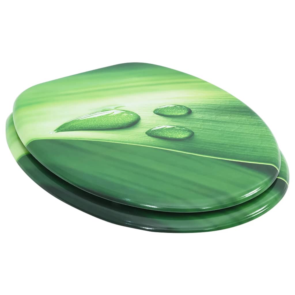 vidaXL WC Toilet Seat with Lid MDF Green Water Drop Design