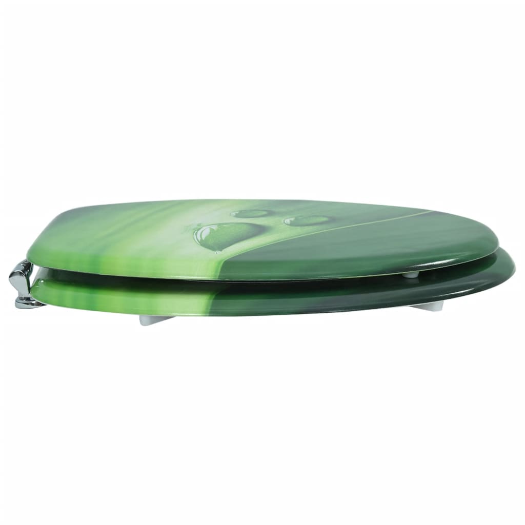 vidaXL WC Toilet Seat with Lid MDF Green Water Drop Design