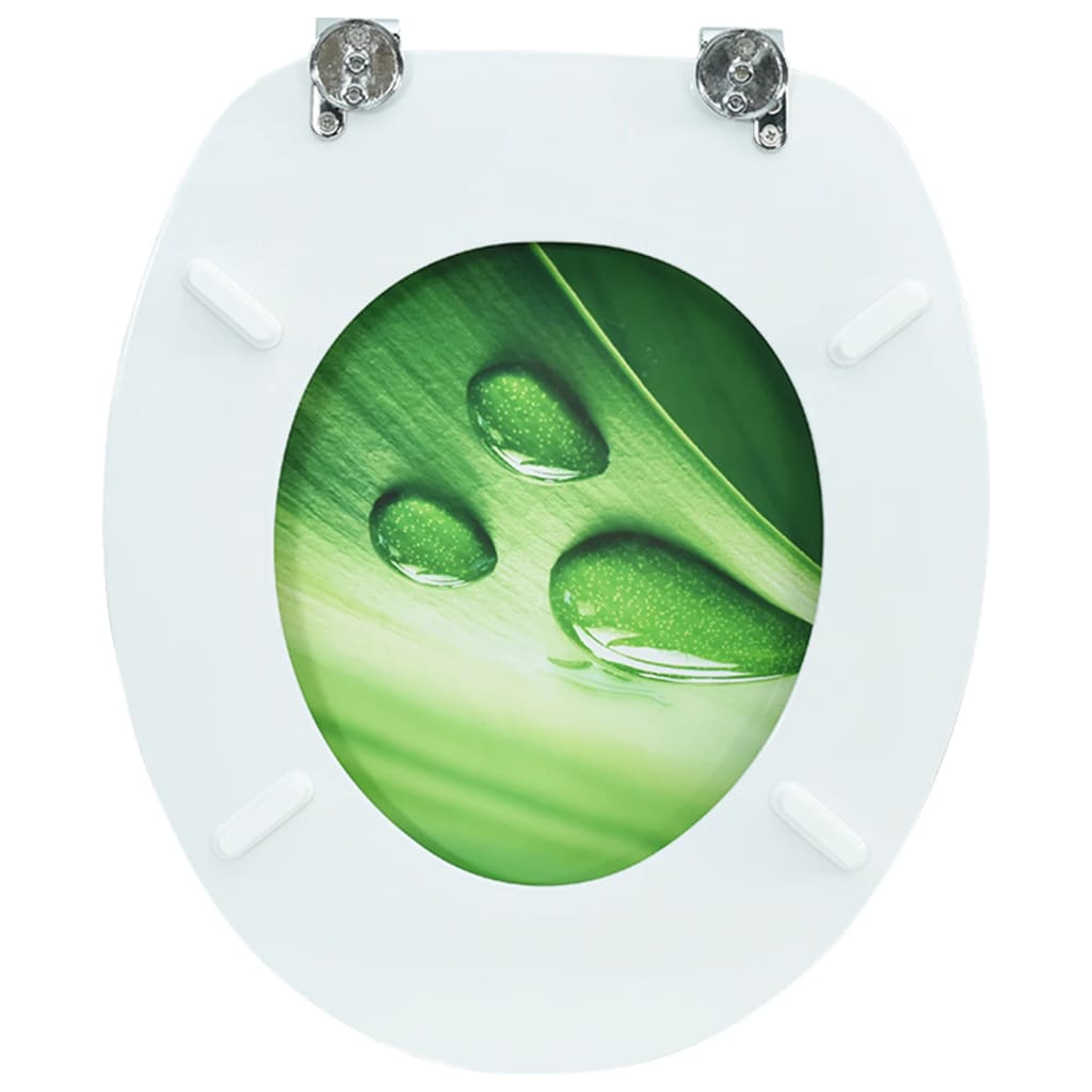 vidaXL WC Toilet Seat with Lid MDF Green Water Drop Design