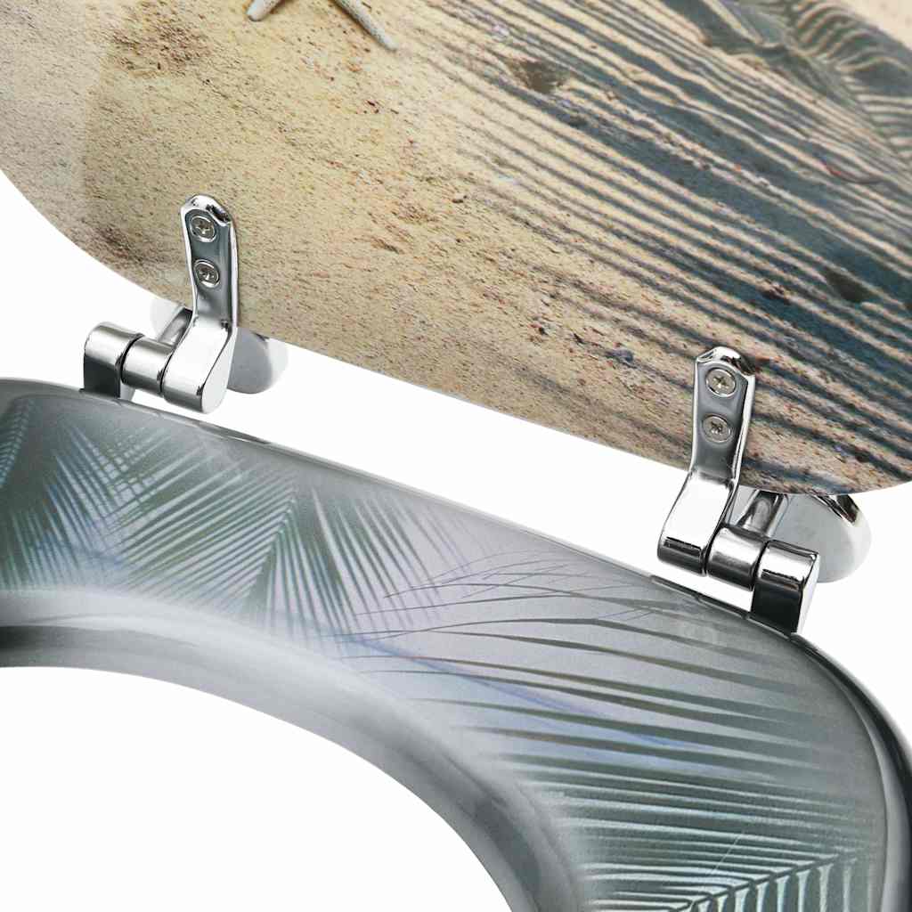 WC Toilet Seat with Lid MDF Beach Design
