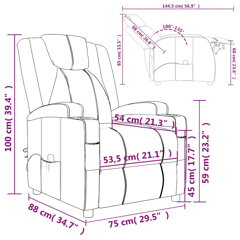 Massage Chair Black Faux Leather