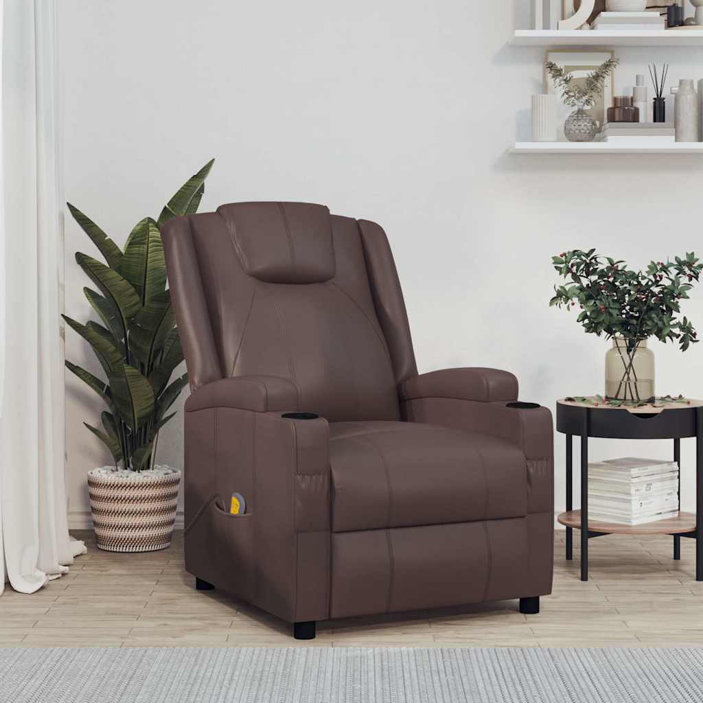 Massage Chair Brown Faux Leather