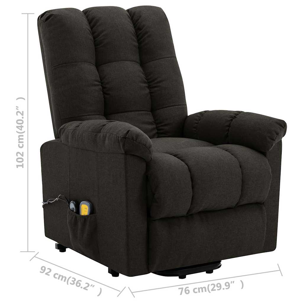 Stand-up Massage Recliner Dark Brown Fabric