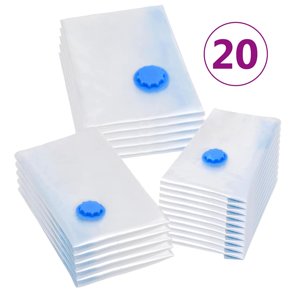 51327 vidaXL Vacuum Travel Storage Bags Clothing Bags 3 Sizes 20 pcs