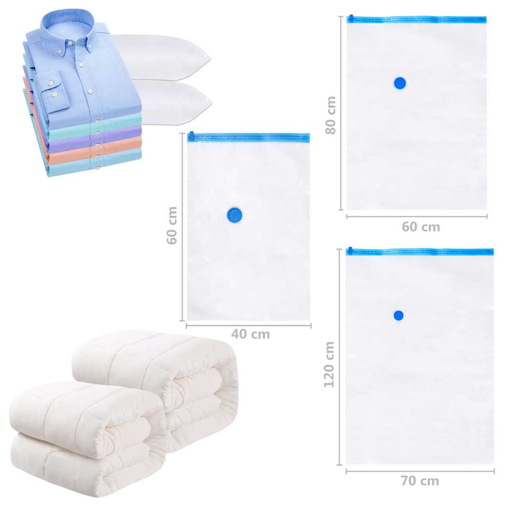 51333 vidaXL Vacuum Travel Storage Bags Clothing Bags 80x60 cm 20 pcs