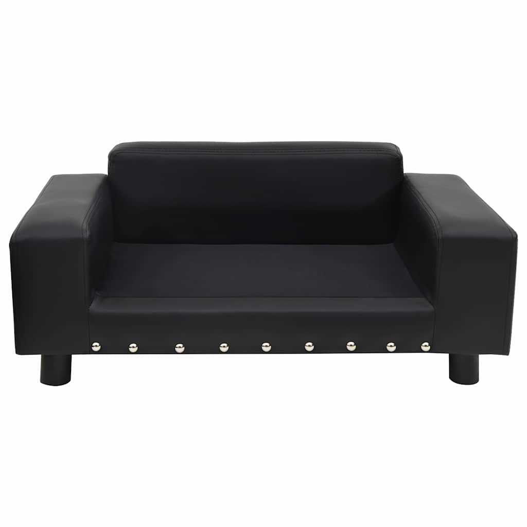 170954 vidaXL Dog Sofa Black 81x43x31 cm Plush and Faux Leather