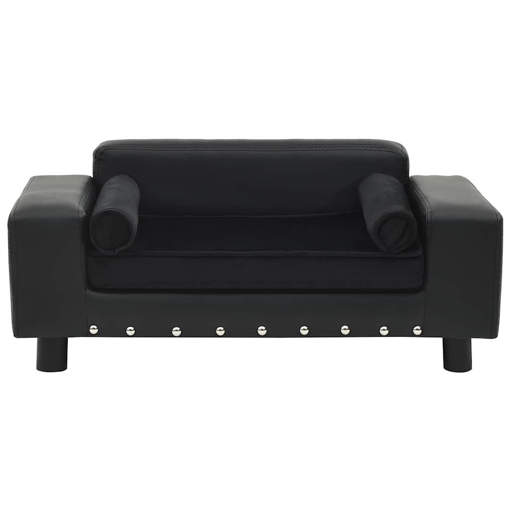 170954 vidaXL Dog Sofa Black 81x43x31 cm Plush and Faux Leather