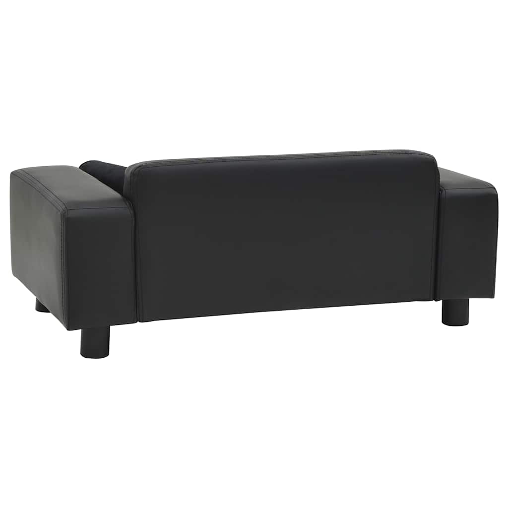 170954 vidaXL Dog Sofa Black 81x43x31 cm Plush and Faux Leather