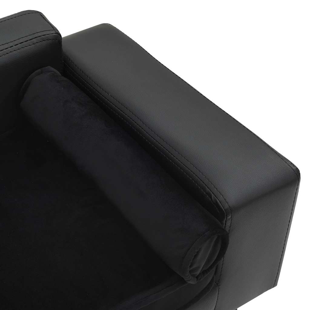 170954 vidaXL Dog Sofa Black 81x43x31 cm Plush and Faux Leather