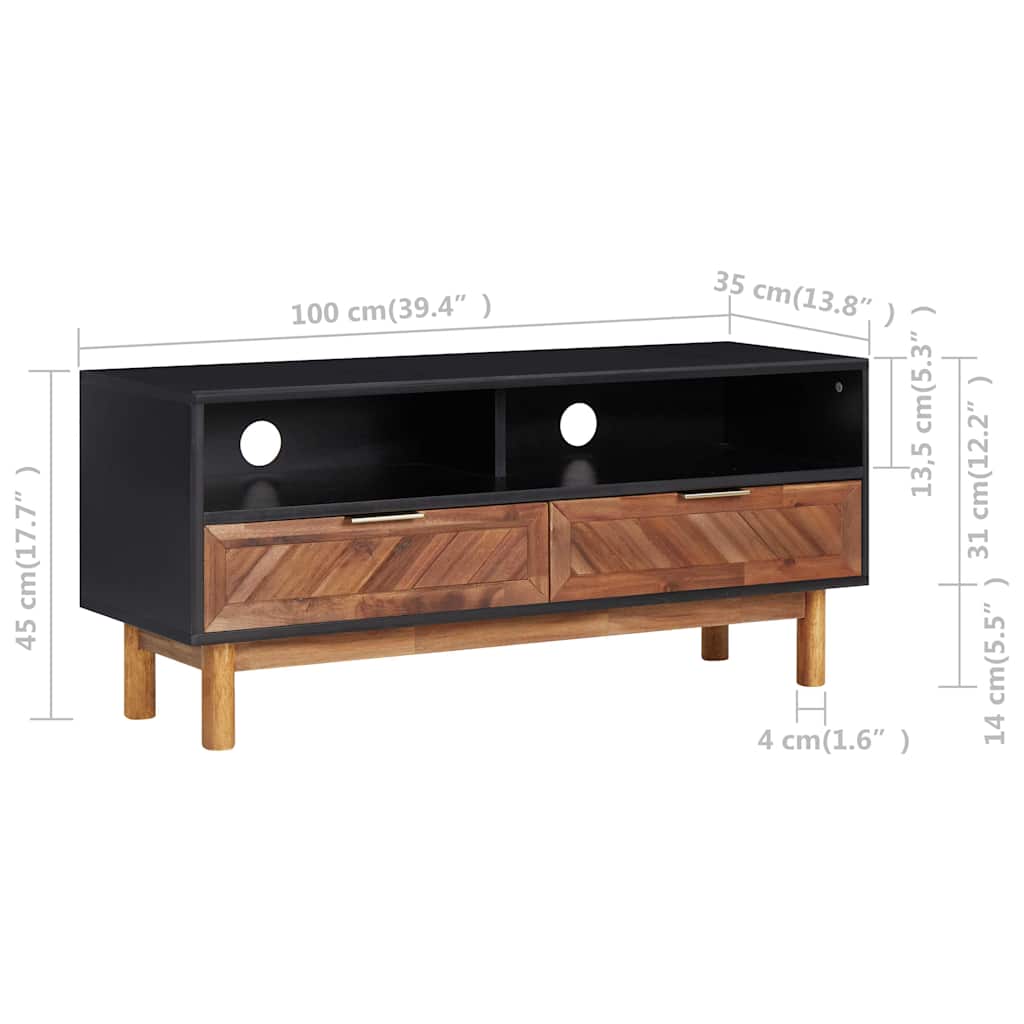 289903 vidaXL TV Cabinet 100x35x45 cm Solid Acacia Wood and MDF