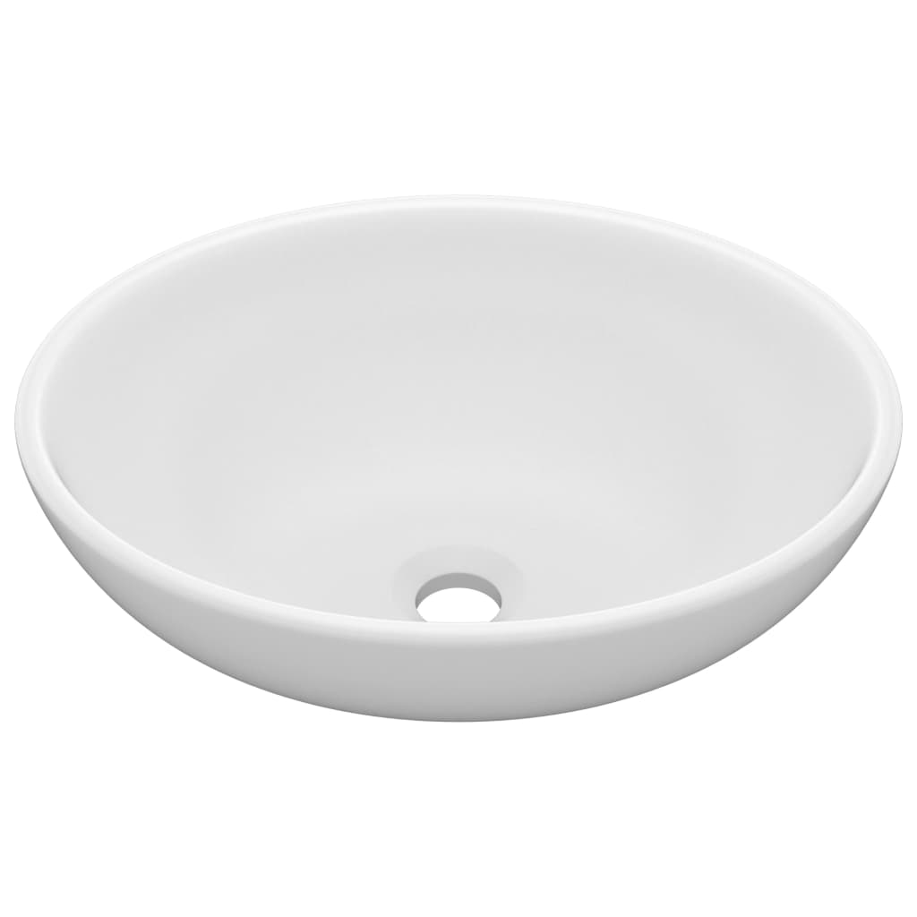 vidaXL Luxury Basin Oval-shaped Matt White 40x33 cm Ceramic