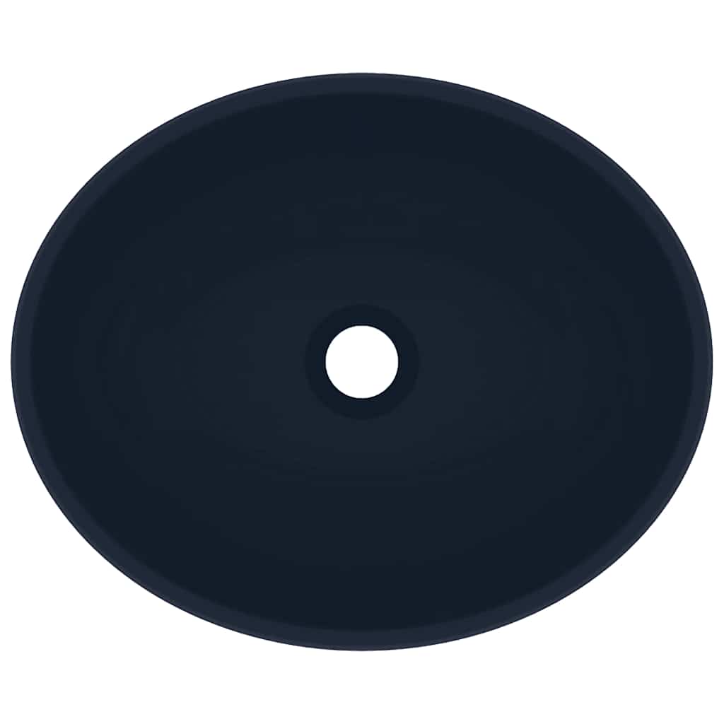 Luxury Basin Oval-shaped Matt Dark Blue 40x33 cm Ceramic