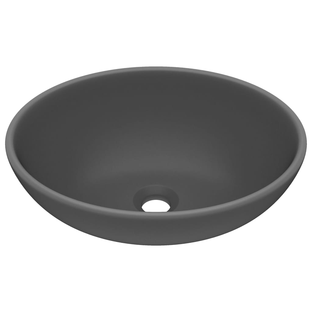 vidaXL Luxury Basin Oval-shaped Matt Dark Grey 40x33 cm Ceramic