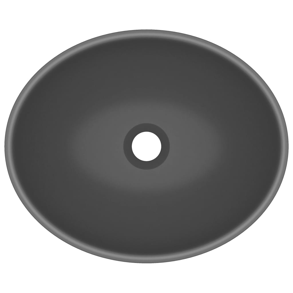 vidaXL Luxury Basin Oval-shaped Matt Dark Grey 40x33 cm Ceramic