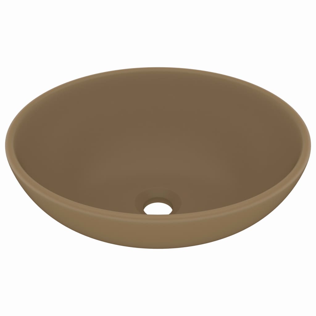 Luxury Basin Oval-shaped Matt Cream 40x33 cm Ceramic