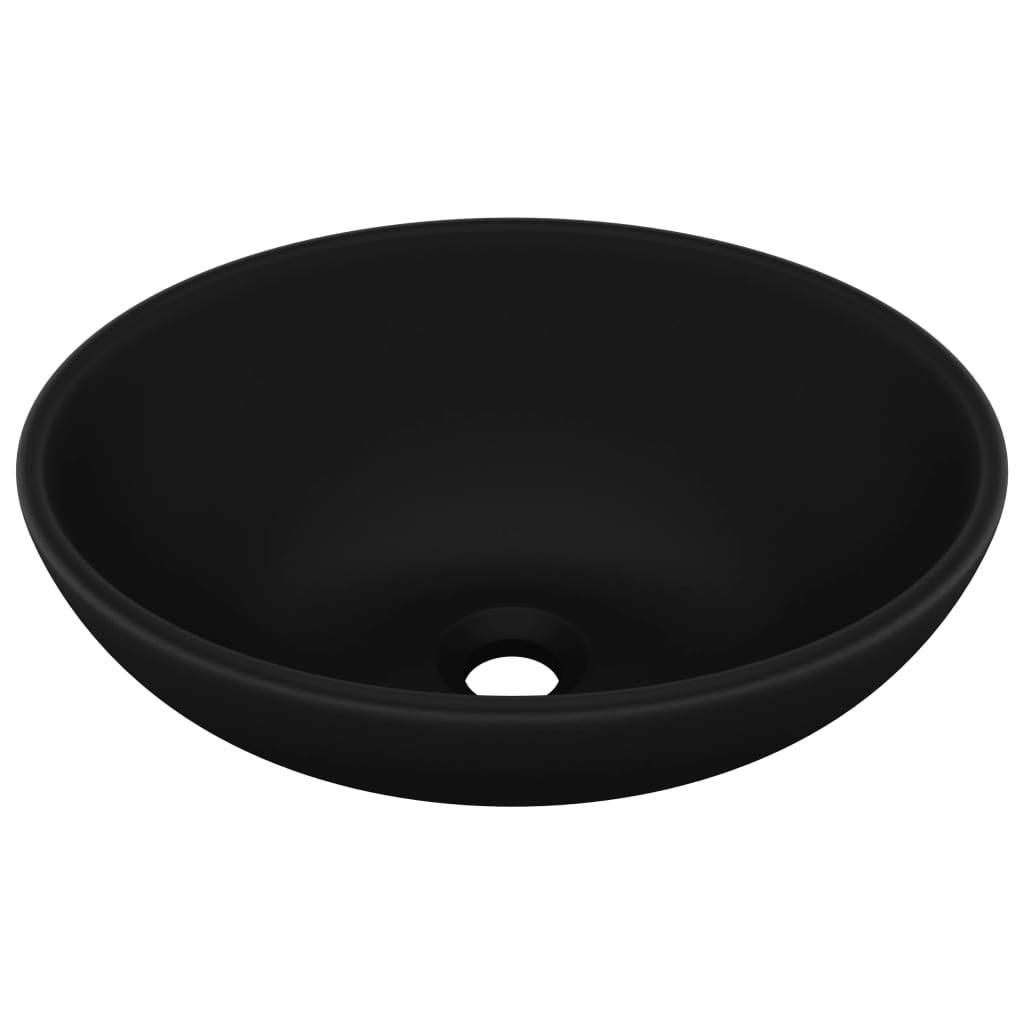 vidaXL Luxury Basin Oval-shaped Matt Black 40x33 cm Ceramic