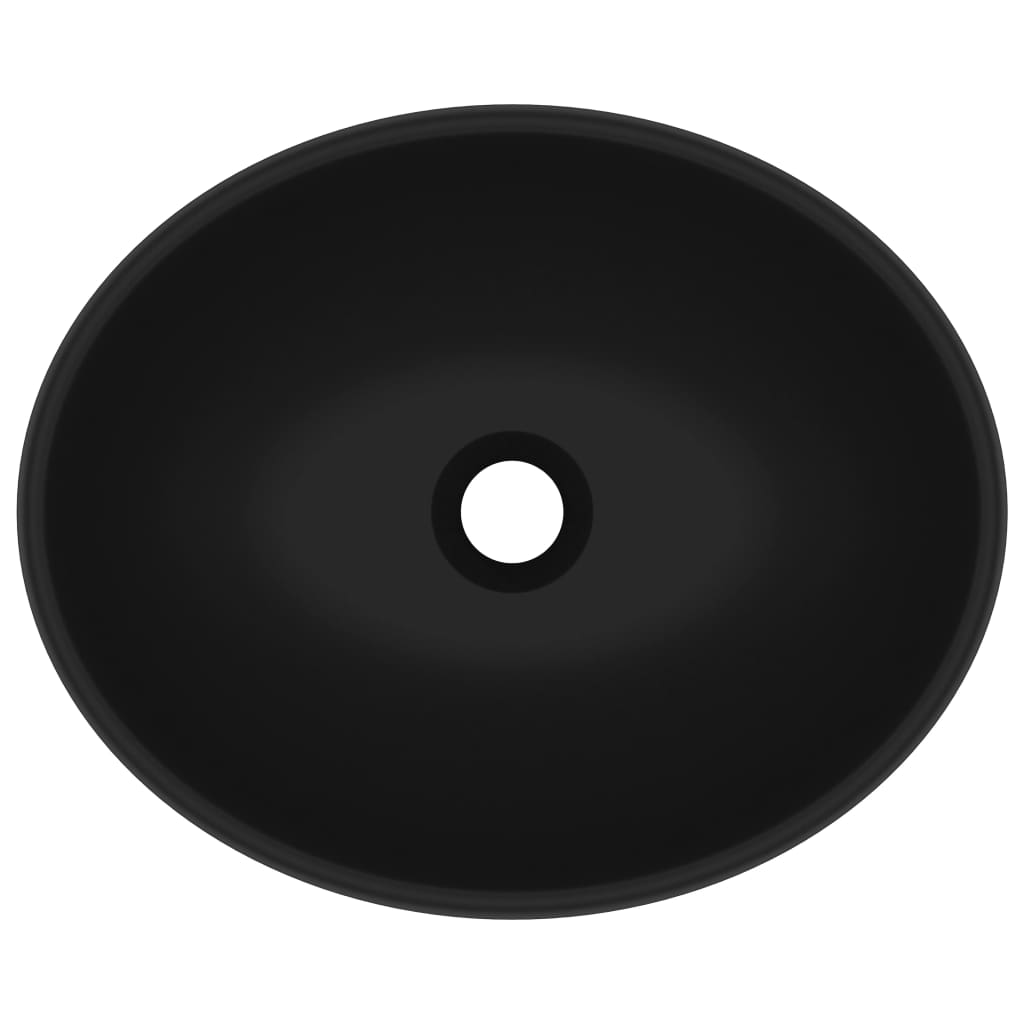 vidaXL Luxury Basin Oval-shaped Matt Black 40x33 cm Ceramic