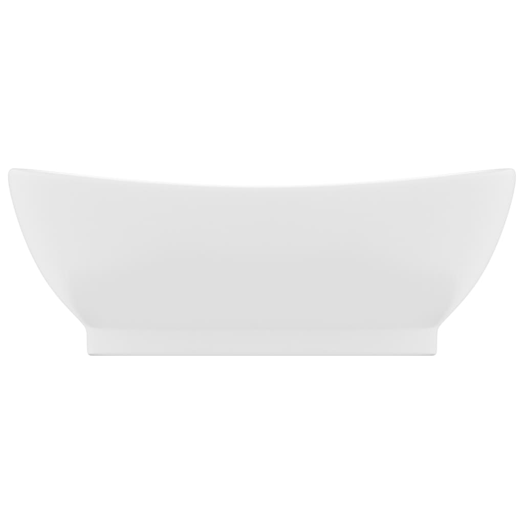 vidaXL Luxury Basin Overflow Oval Matt White 58.5x39 cm Ceramic