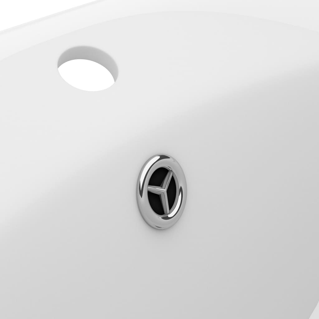 vidaXL Luxury Basin Overflow Oval Matt White 58.5x39 cm Ceramic