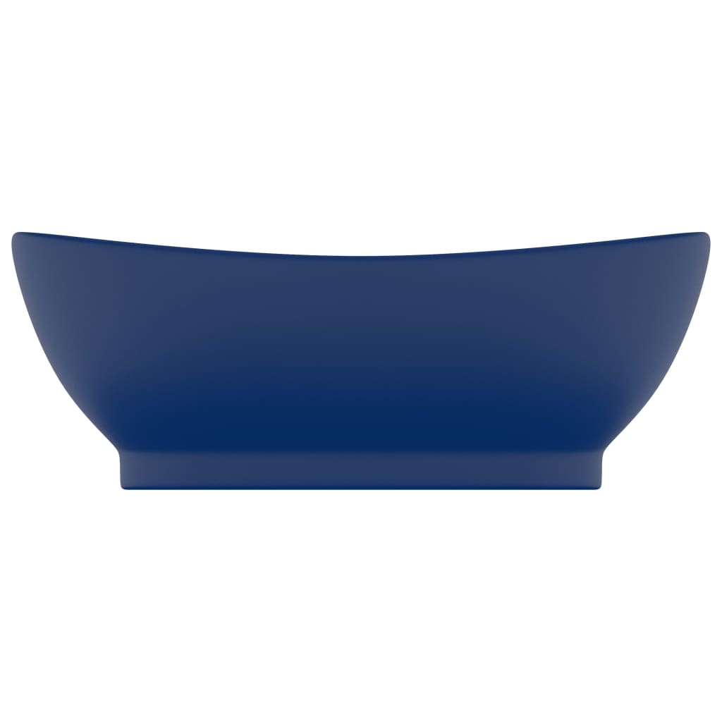 vidaXL Luxury Basin Overflow Oval Matt Dark Blue 58.5x39 cm Ceramic