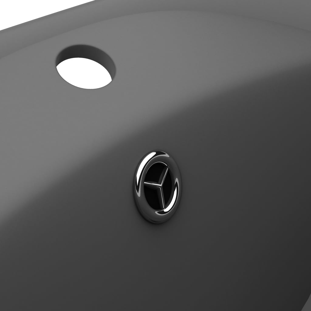 Luxury Basin Overflow Oval Matt Dark Grey 58.5x39 cm Ceramic